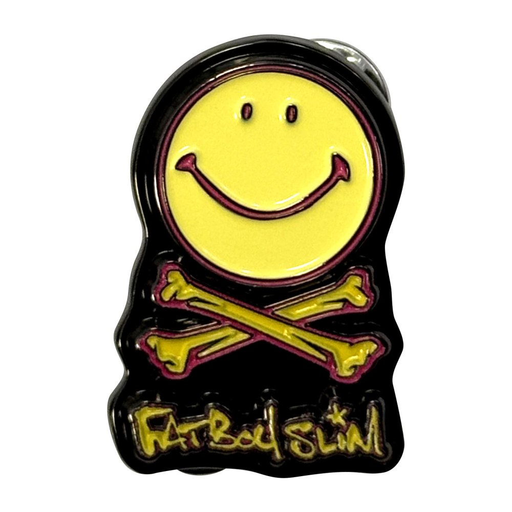 Fatboy Slim - Happy Face Logo Pin - Black/Yellow